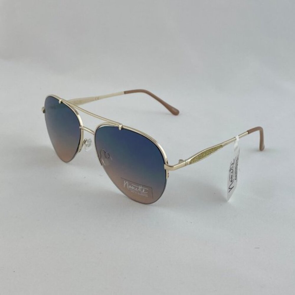 Nanette Aviator Sunglasses Gold & Beige Glitter